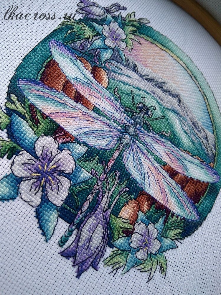 Lilac Dragonfly Cross Stitch Pattern фото 2
