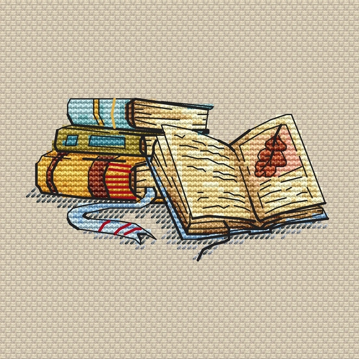 Bookshelf. Reading Cross Stitch Pattern фото 1