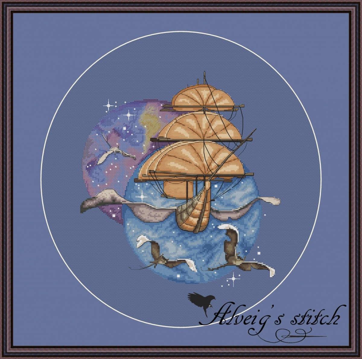 Flying Ship Cross Stitch Pattern фото 1