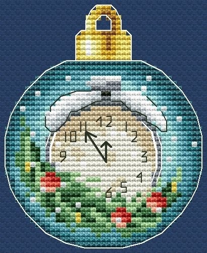 Christmas Bauble. Clock Cross Stitch Pattern фото 1