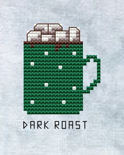 Dark Roast Coffee Mug Cross Stitch Pattern фото 1
