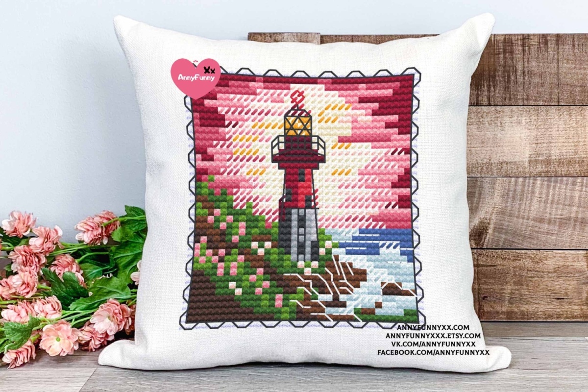 The Spring Lighthouse Postage Stamp Cross Stitch Pattern фото 9
