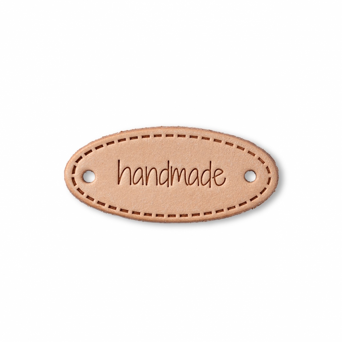 Label "handmade", leather natural, oval фото 1