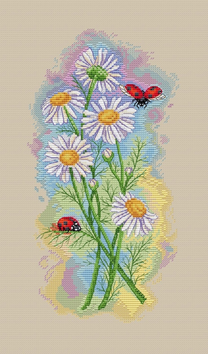 Daisies and Ladybugs Cross Stitch Pattern фото 2