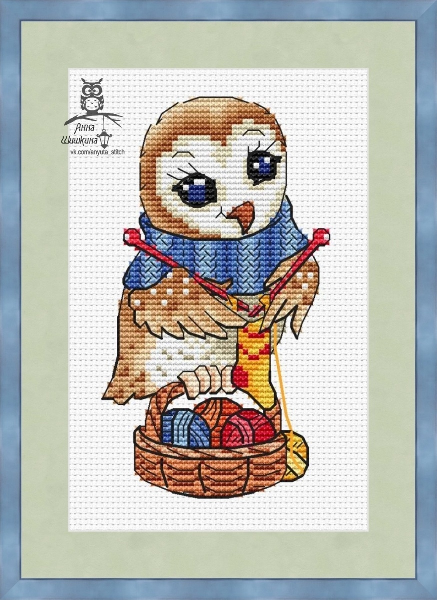 Owl the Knitter Cross Stitch Pattern фото 2