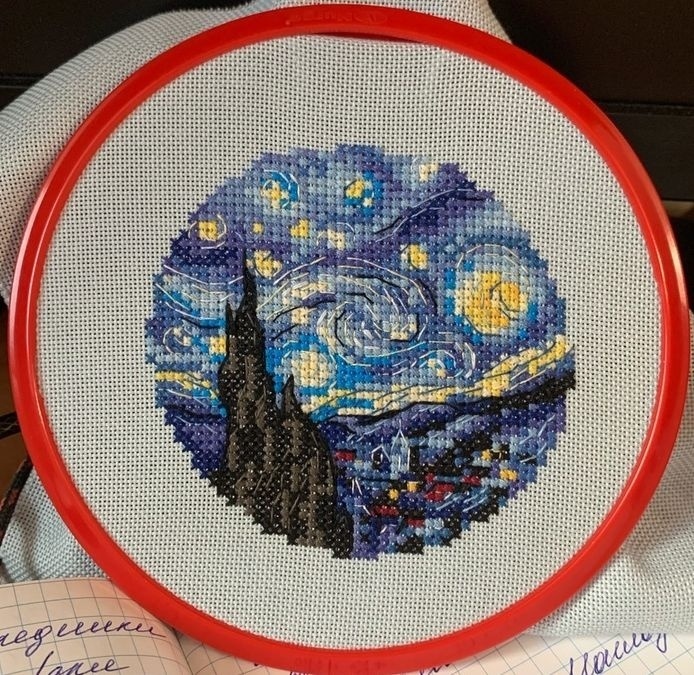 Starry Night Circle Cross Stitch Pattern фото 5