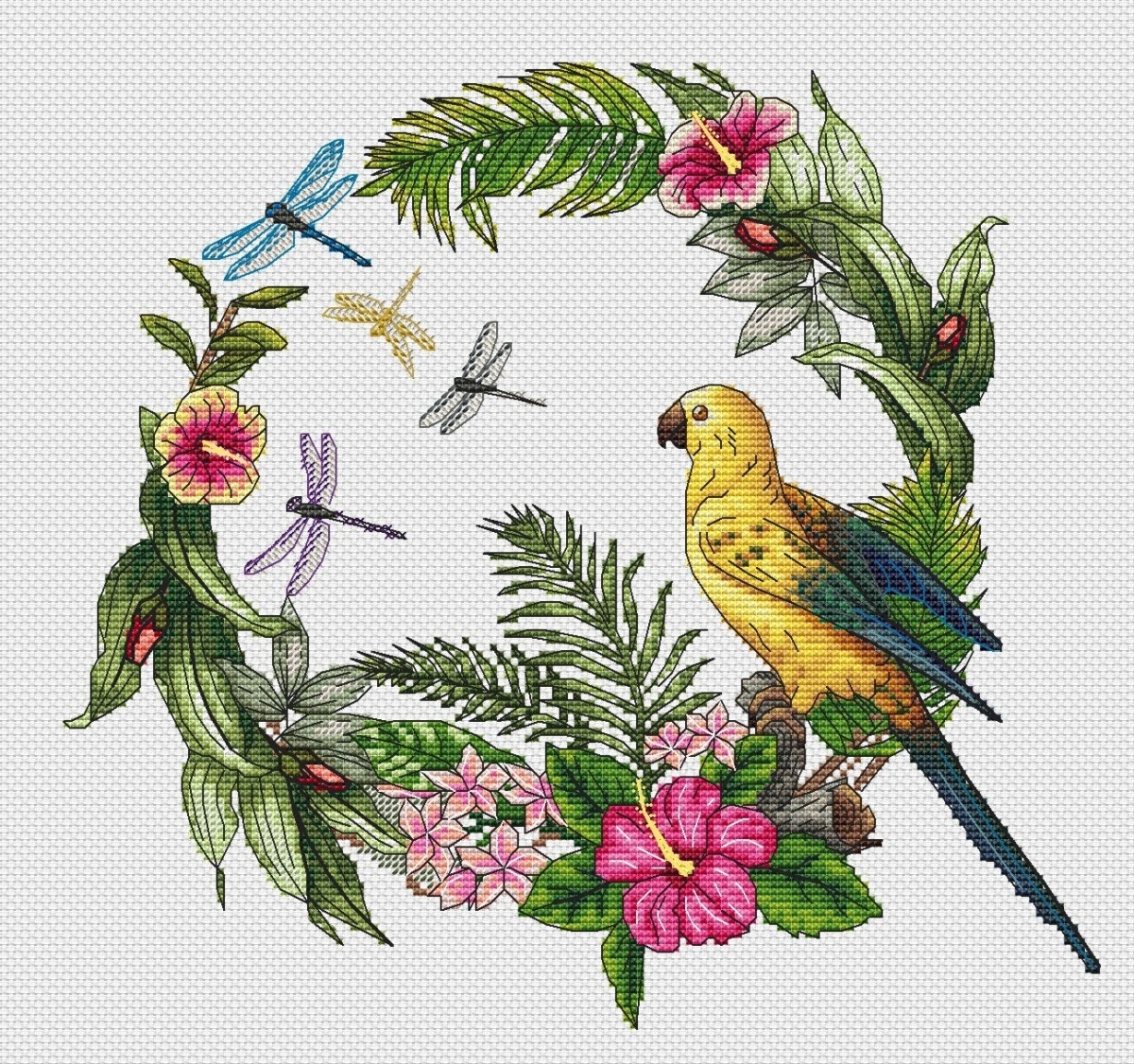 Tropical Wreath Cross Stitch Pattern фото 1