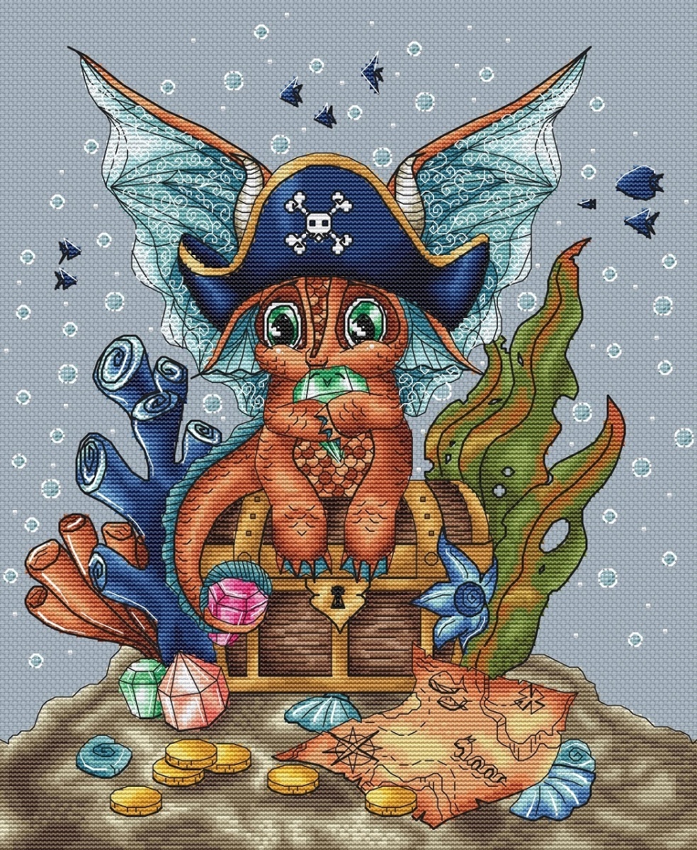 Pirate Dragon Cross Stitch Pattern фото 1