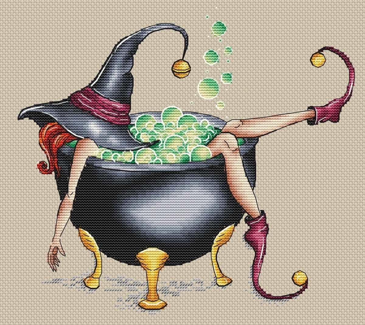 The Witch in the Cauldron Cross Stitch Pattern фото 1