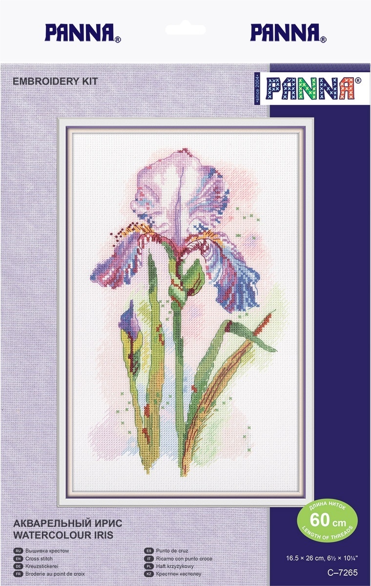 Watercolour Iris Cross Stitch Kit фото 2