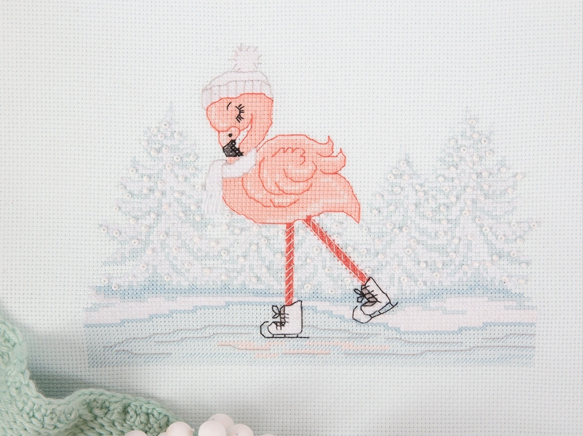 Flamingo on Skates Cross Stitch Kit фото 3