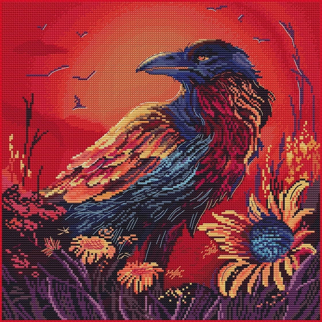 Raven Sunset Cross Stitch Pattern фото 1