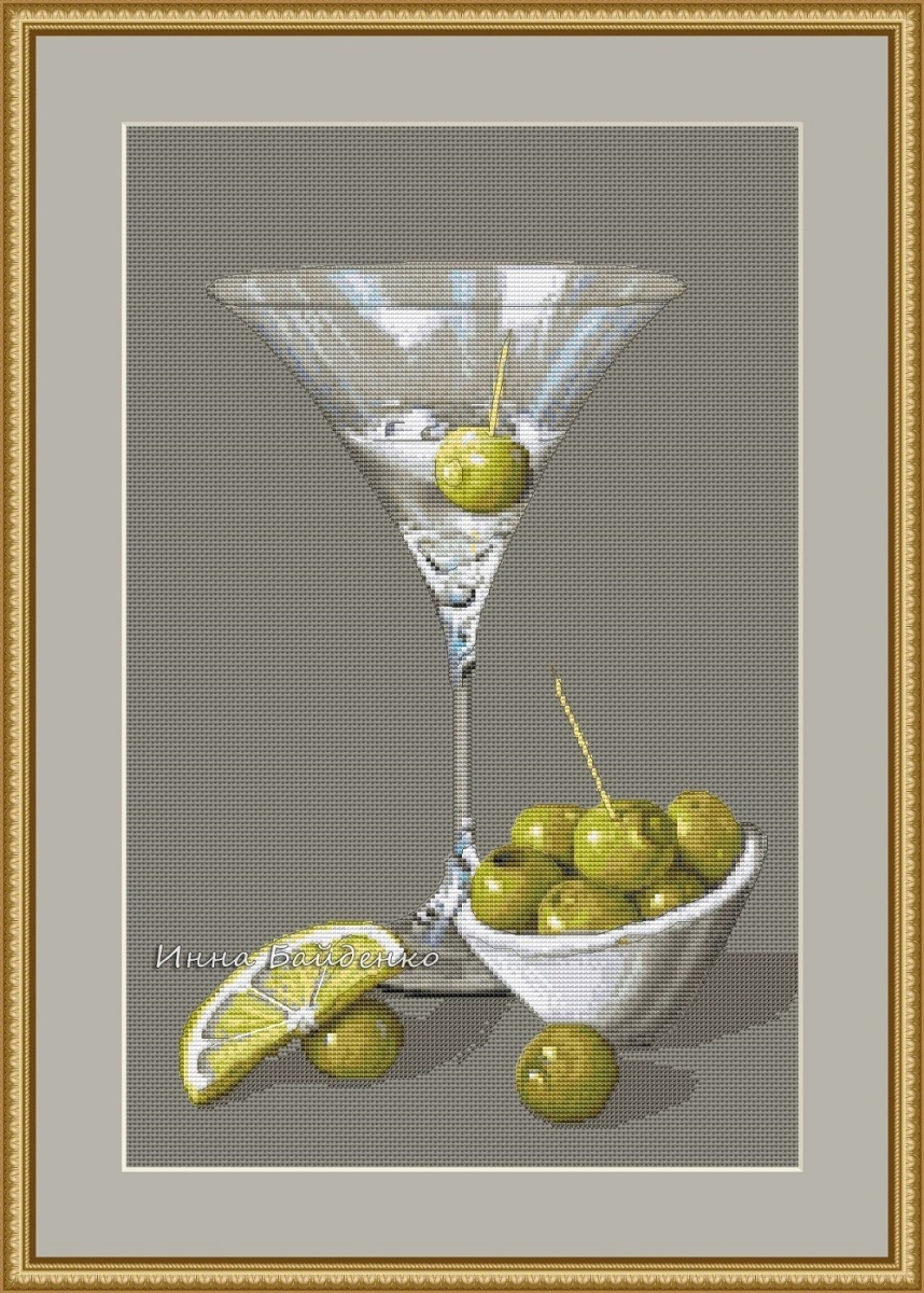 A Glass of Martini Cross Stitch Pattern фото 1