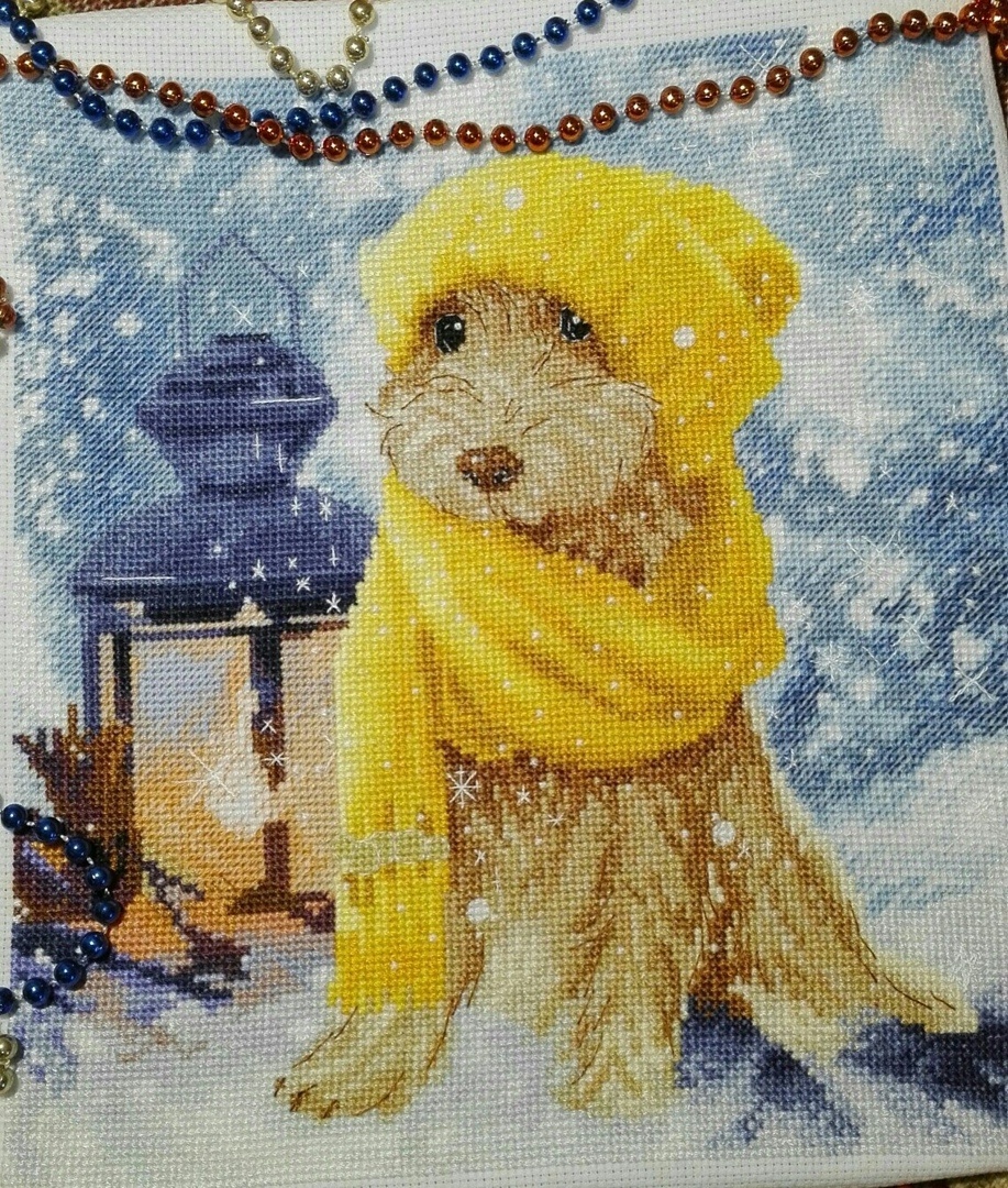 Puppy in a Yellow Scarf Cross Stitch Pattern фото 4