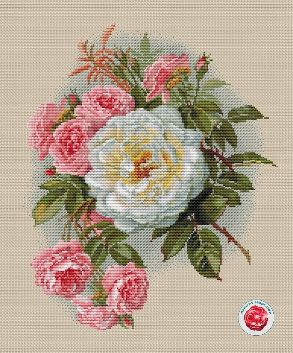 White and Pink Cross Stitch Pattern фото 2