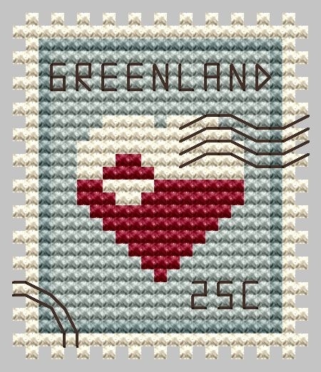 Greenland Postage Stamp Cross Stitch Pattern фото 1