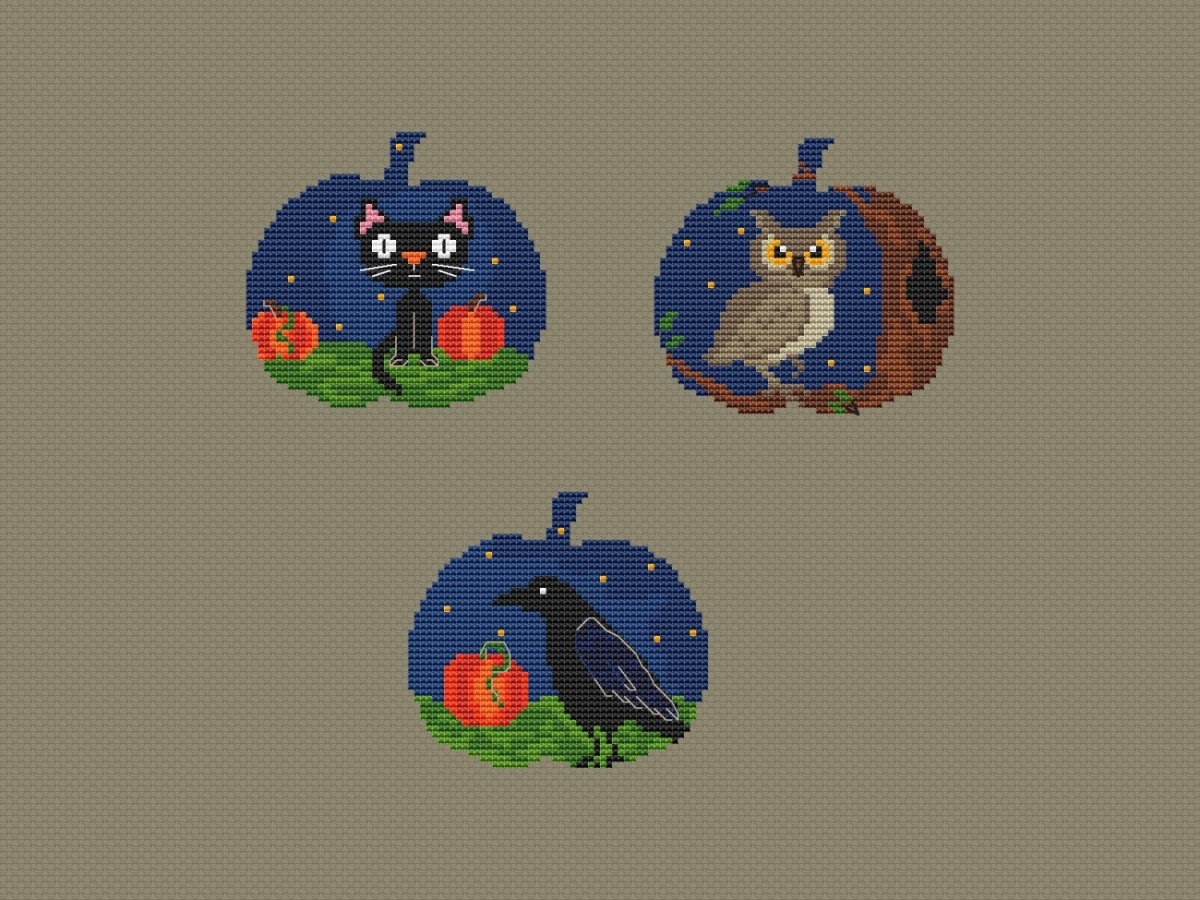 Three Pumpkins Cross Stitch Pattern фото 2