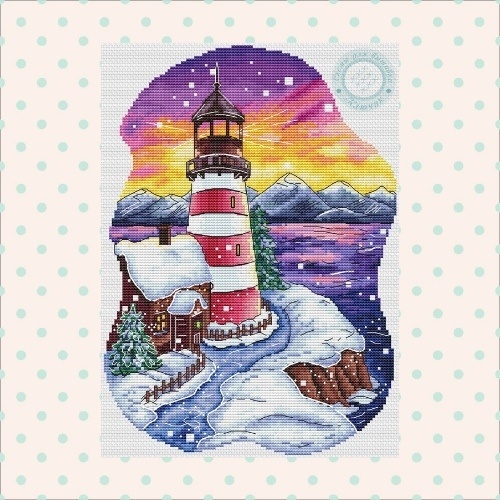 Winter Lighthouse Cross Stitch Chart фото 1