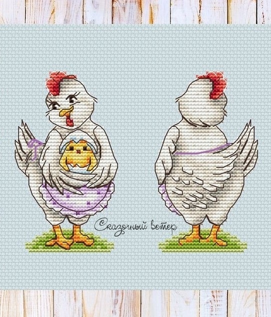 Hen with Chicken Cross Stitch Pattern фото 1