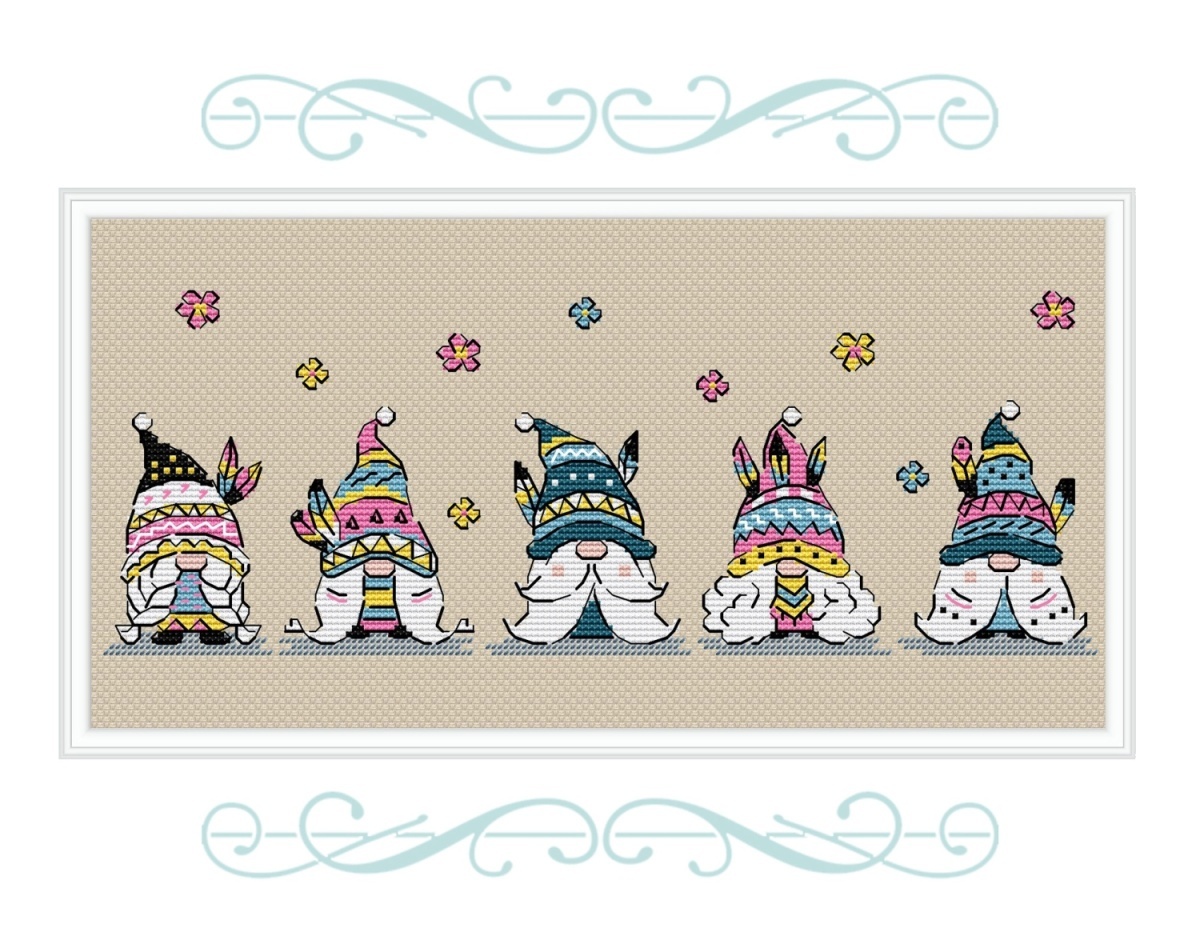 Boho Gnomes Cross Stitch Pattern фото 1