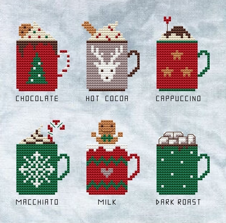 Christmas Mugs Set Cross Stitch Pattern фото 1