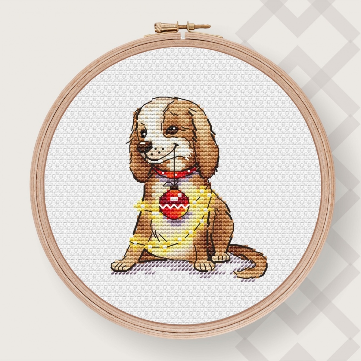 Dog with a Ball Cross Stitch Pattern фото 1