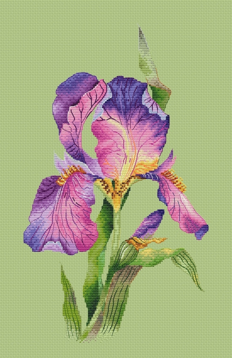 Lilac Iris Cross Stitch Pattern фото 3