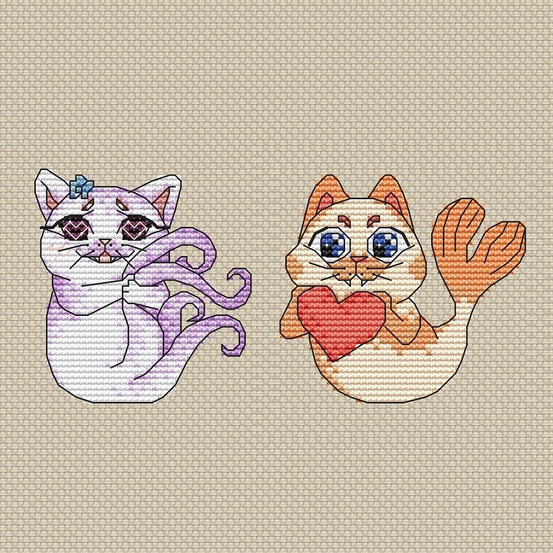 Fishcat and Octocat Cross Stitch Pattern фото 1