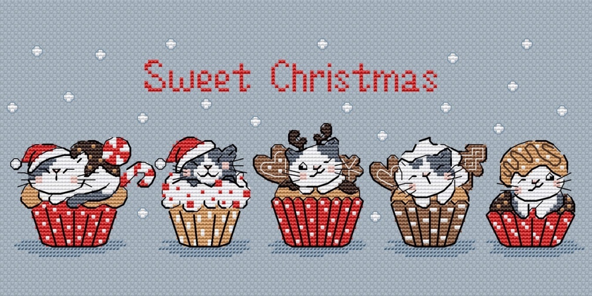 Sweet Christmas Cats Cross Stitch Pattern фото 2