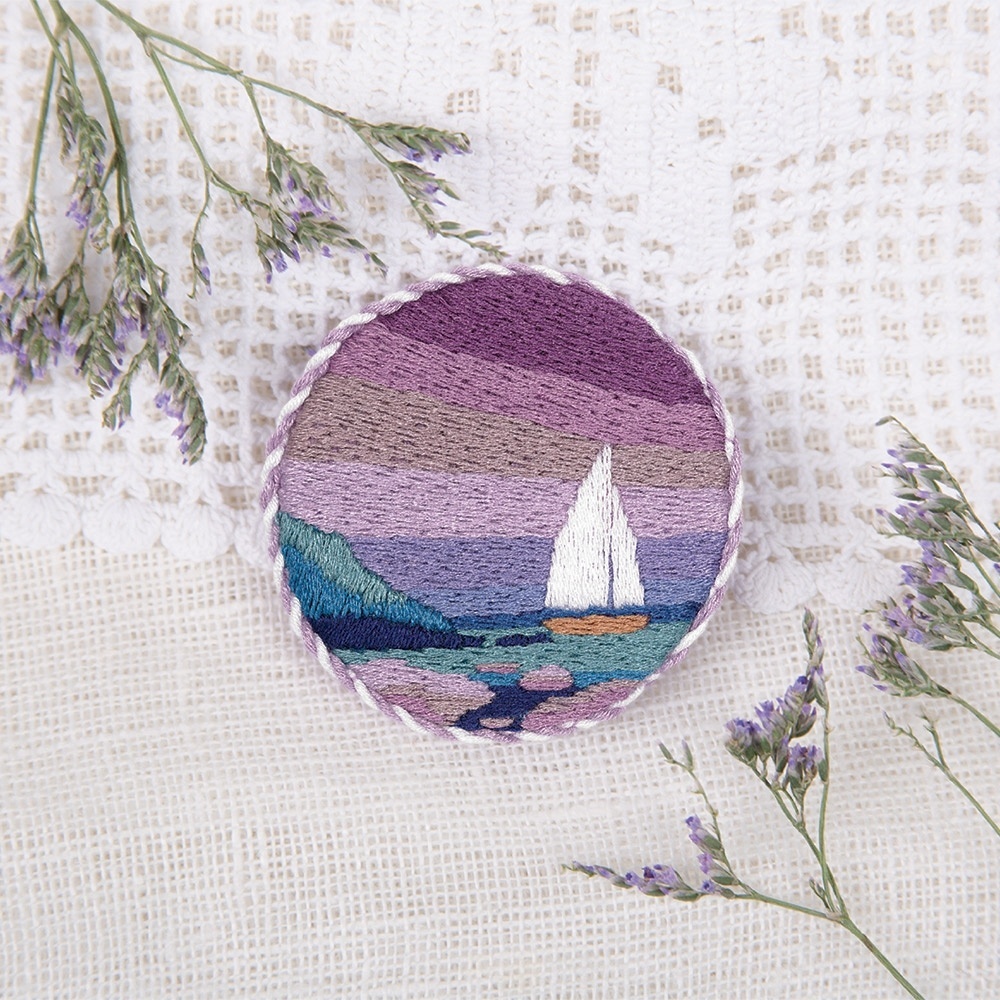 Brooch. Seaside sunset Embroidery Kit фото 1