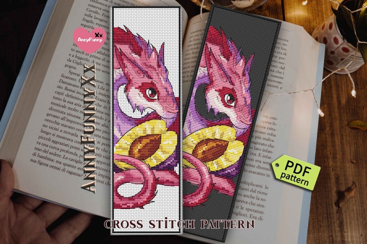 Bookmark Plum Dragon Cross Stitch Pattern фото 5