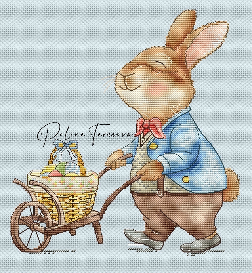 Easter Bunny. Valuable Basket Cross Stitch Pattern фото 1
