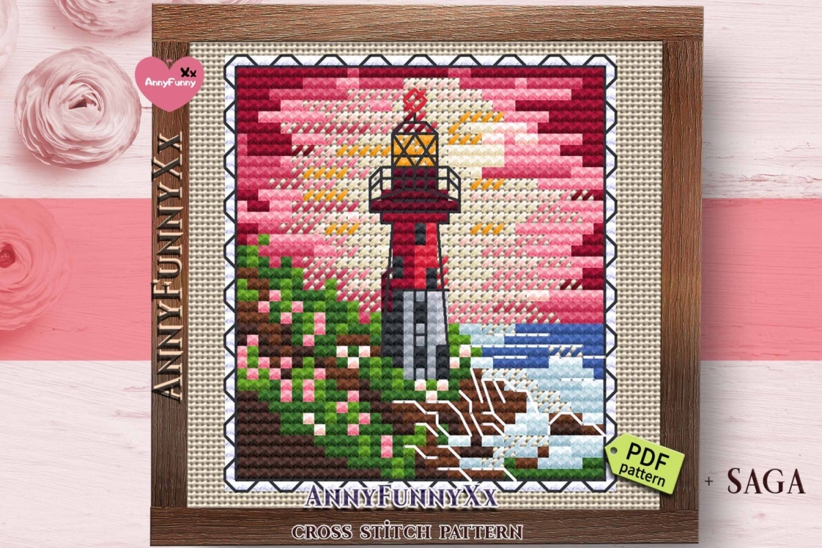 The Spring Lighthouse Postage Stamp Cross Stitch Pattern фото 10