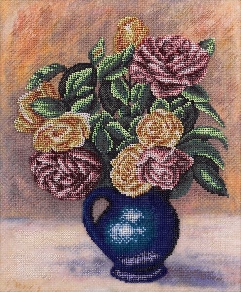 Roses in a Blue Vase Cross Stitch Kit фото 1