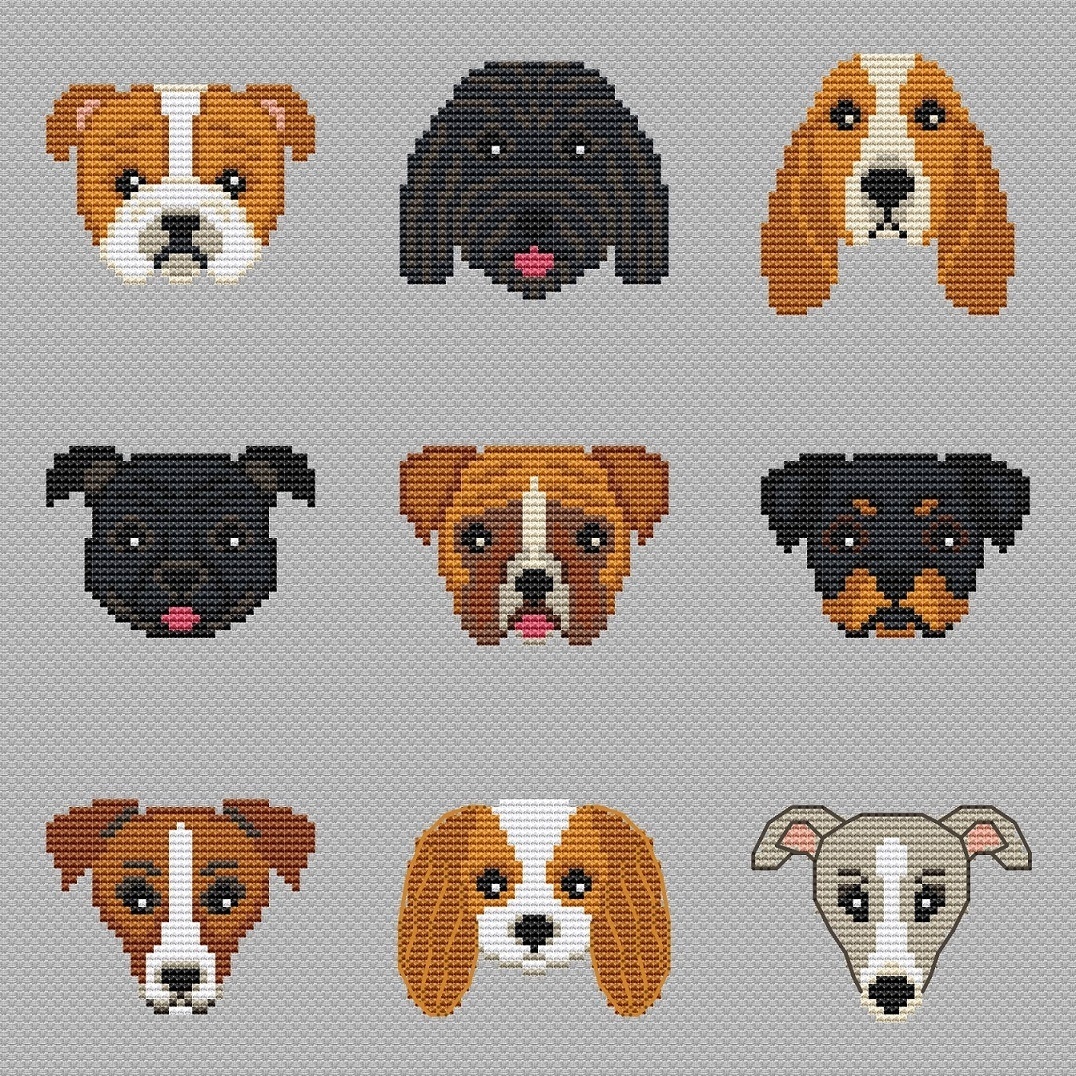 9 Dog Breeds 3 Cross Stitch Pattern фото 1