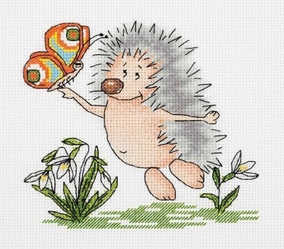 Spring Hedgehog Cross Stitch Kit фото 1