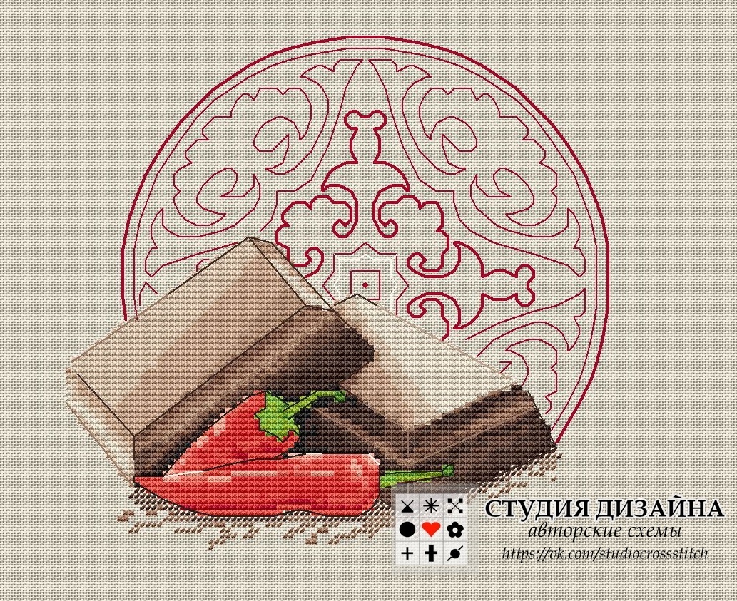 Chocolate with Pepper Cross Stitch Pattern фото 1