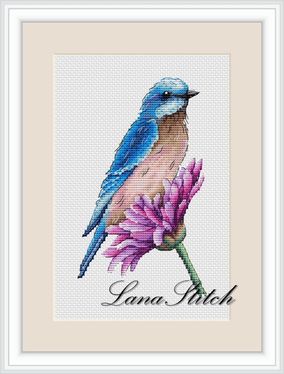 Bird on Gerbera Cross Stitch Patterns фото 1