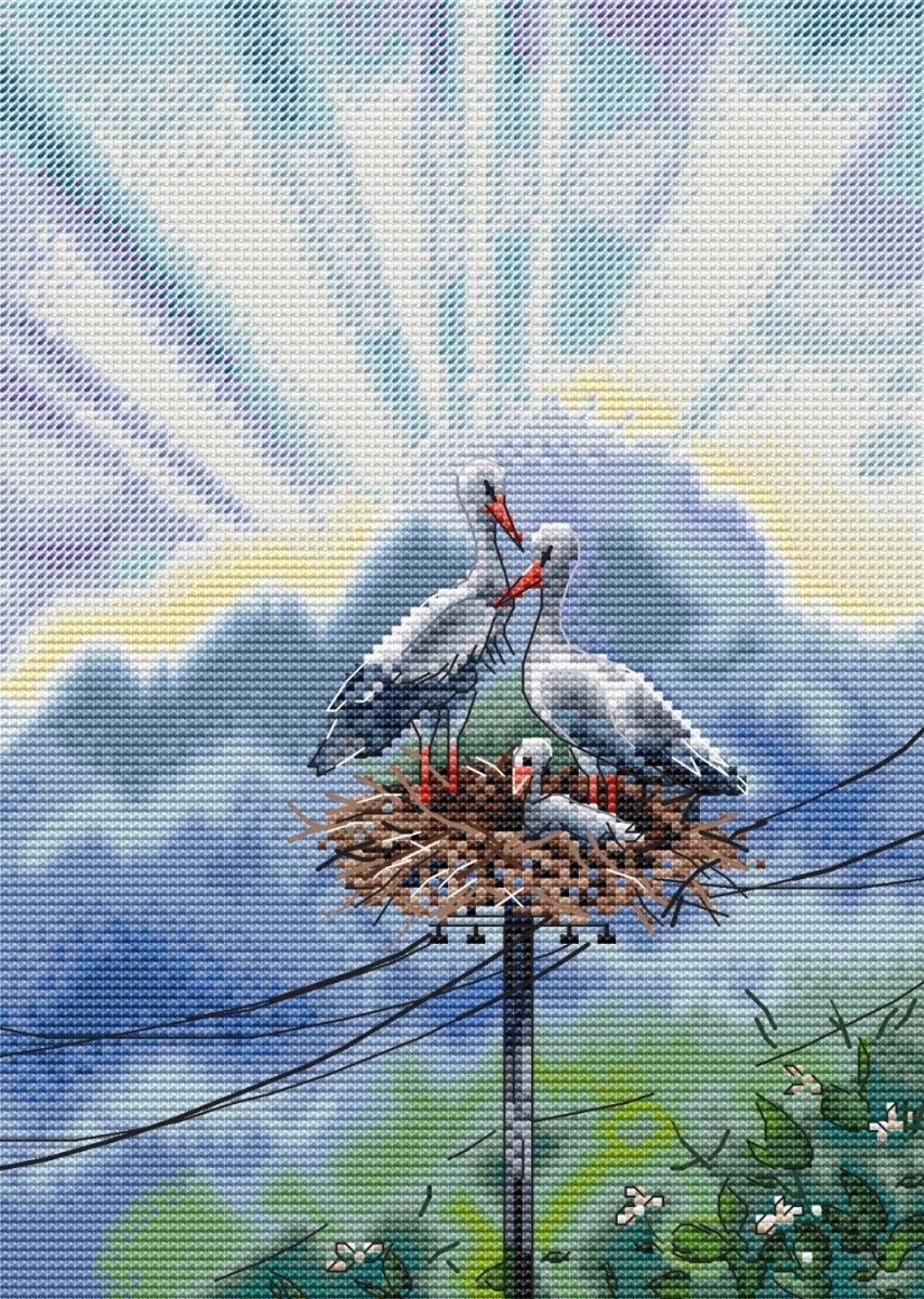 Stork Family Cross Stitch Pattern фото 1
