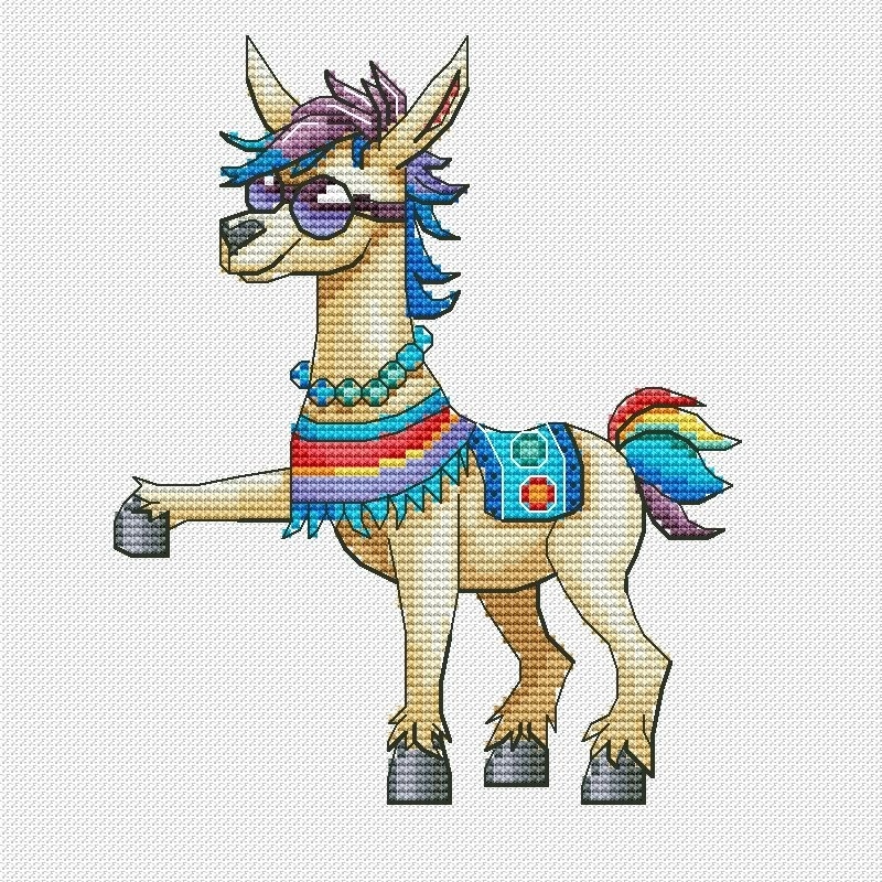 Disco Llama Cross Stitch Pattern фото 1