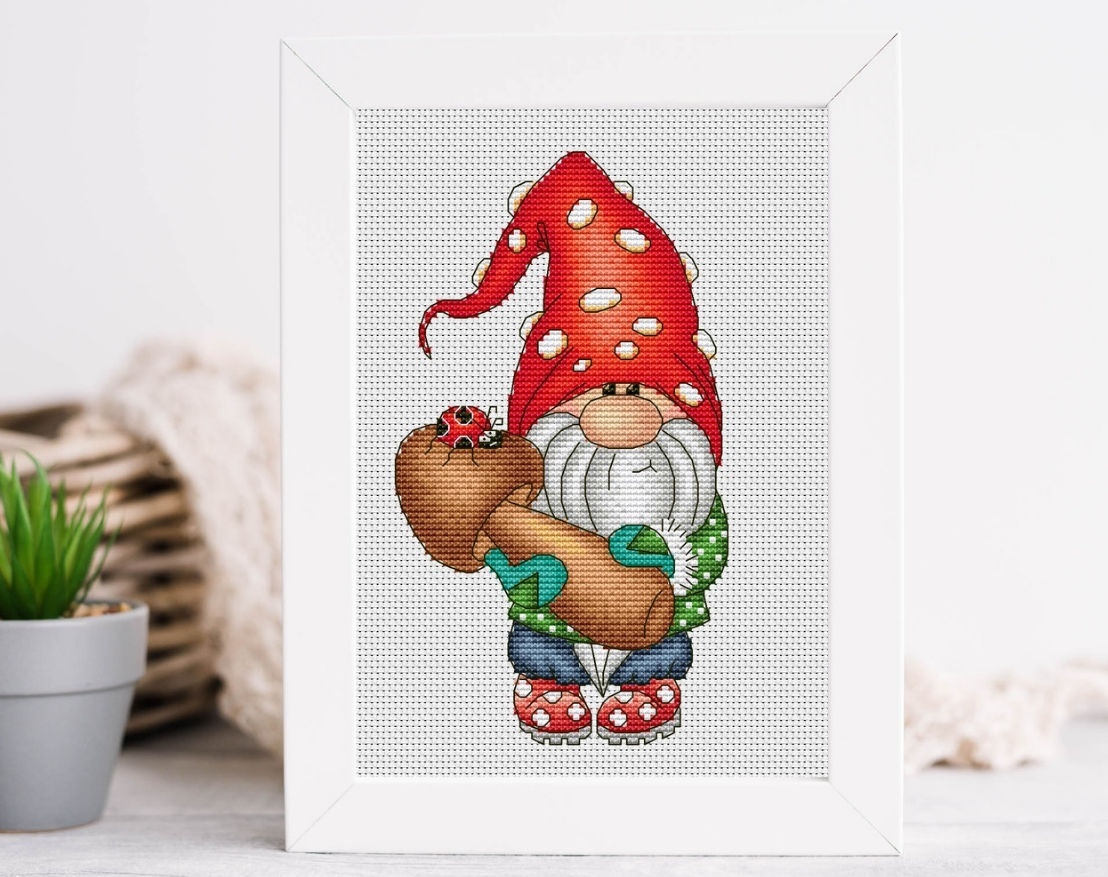 Mushroom Gnome Cross Stitch Pattern фото 3