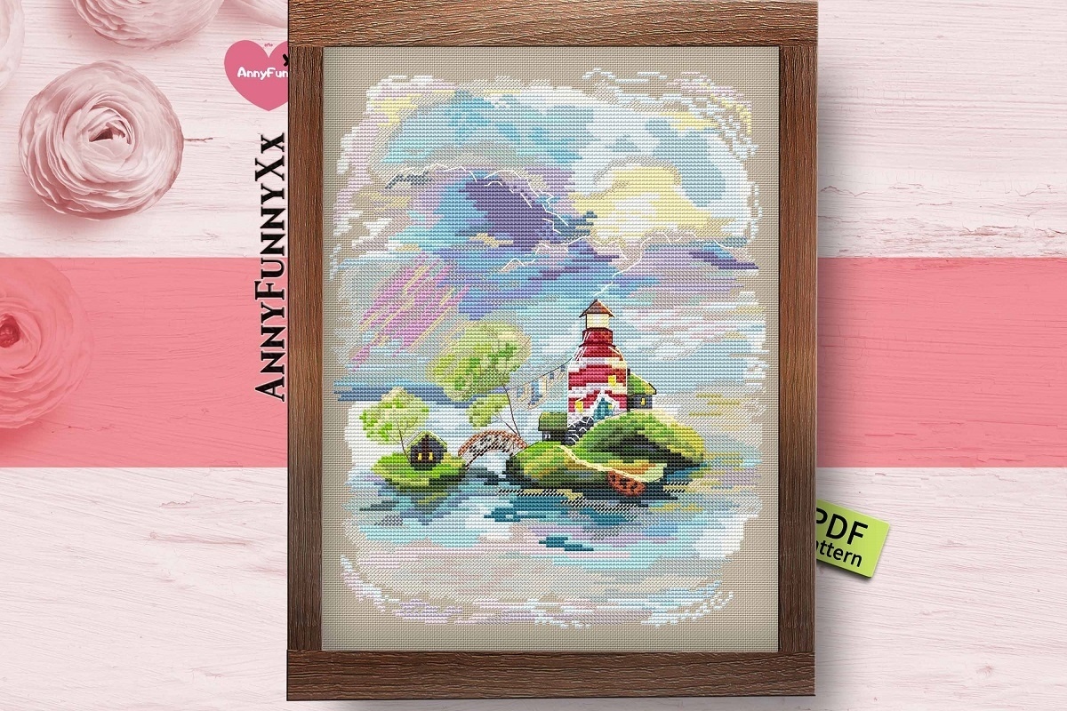 Houses on the Islands. Lighthouse Cross Stitch Pattern фото 4