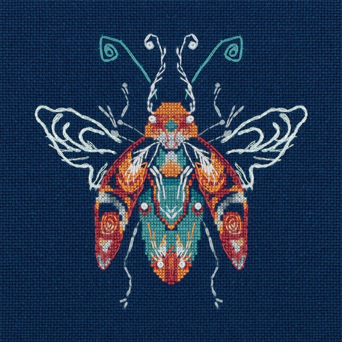 Fantasy Bugs. Turquoise and Flame Cross Stitch Kit фото 1