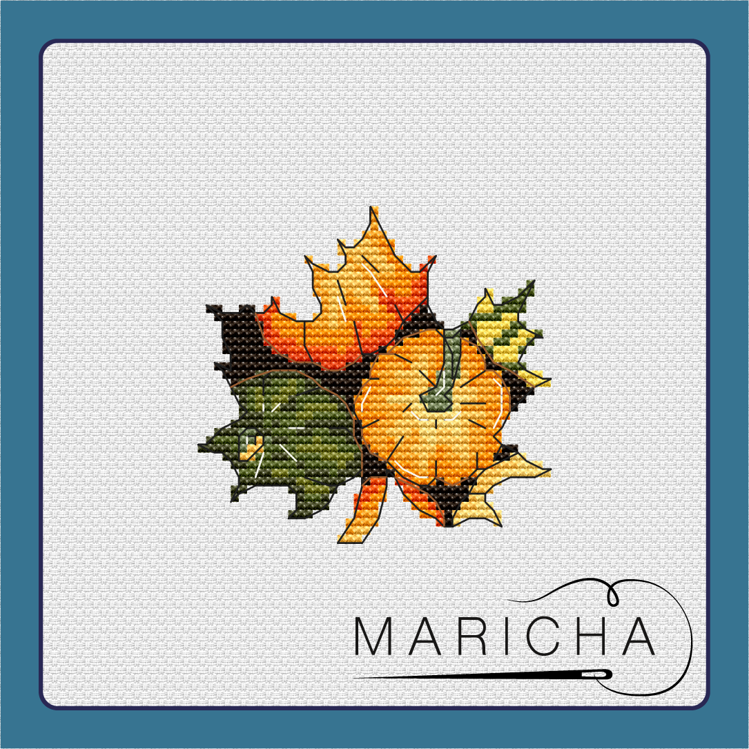 Leaf. Pumpkins Cross Stitch Pattern фото 1