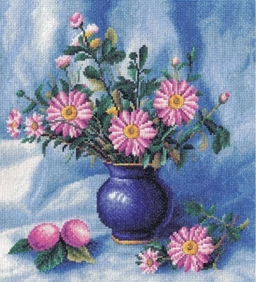 Chrysanthemum Bunch in a Vase Cross Stitch Kit фото 1