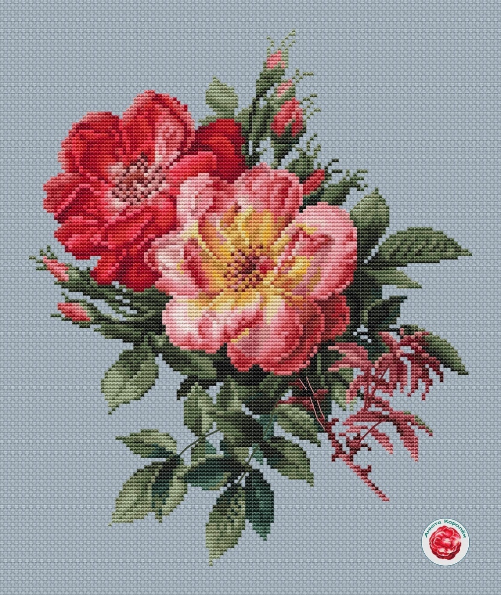 Two Roses Cross Stitch Pattern фото 2