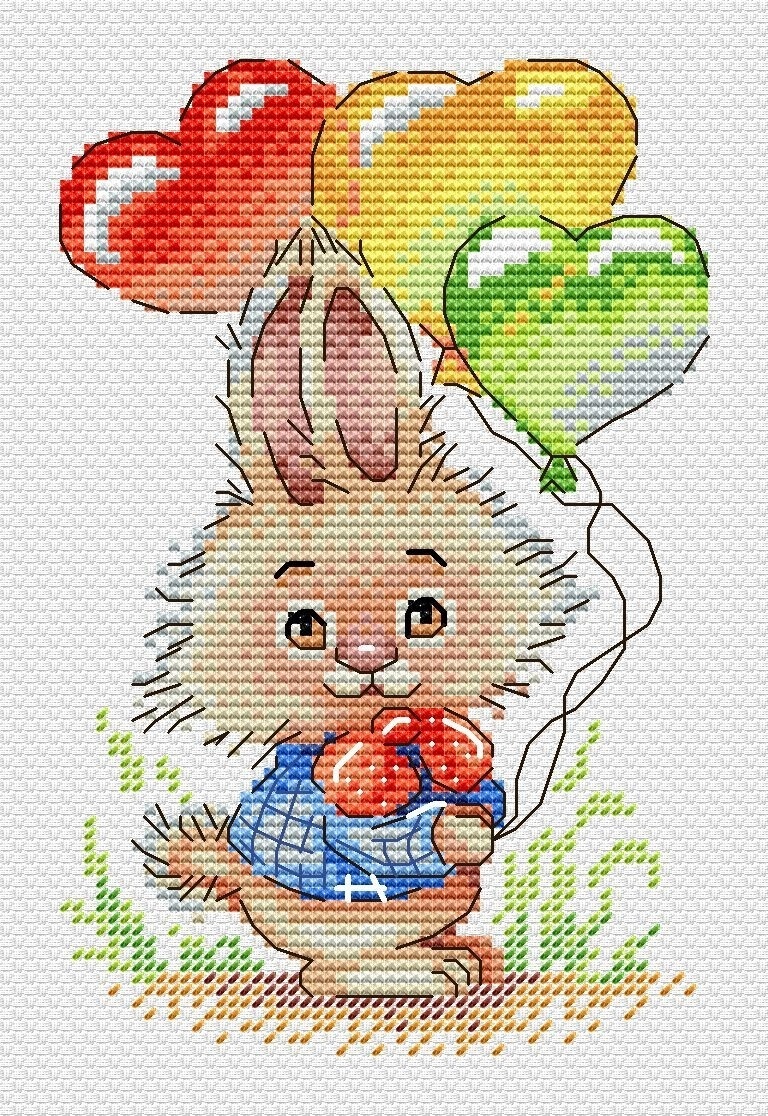 Bunny with Balloons Cross Stitch Kit фото 1