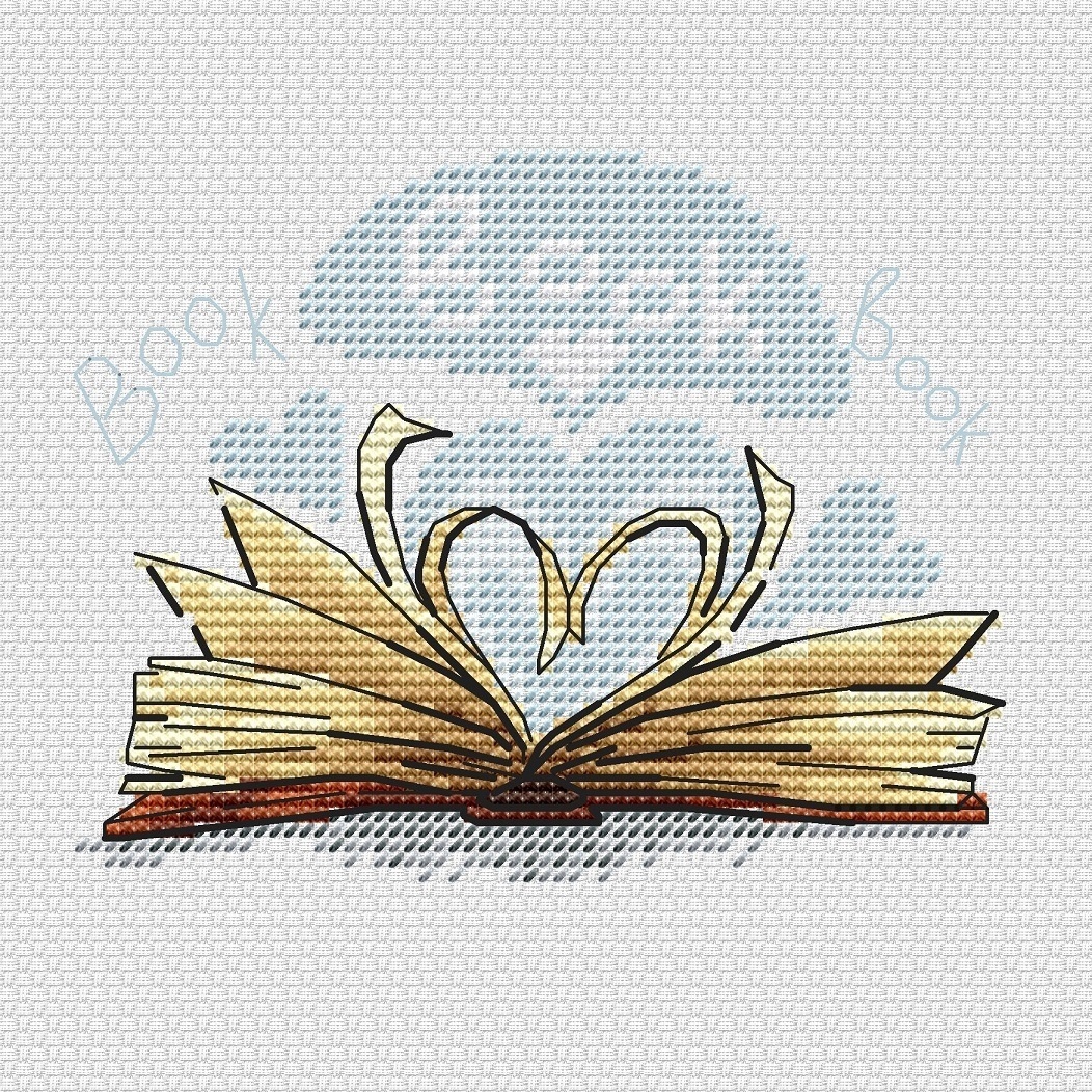 Bookshelf. Heart Cross Stitch Pattern фото 1