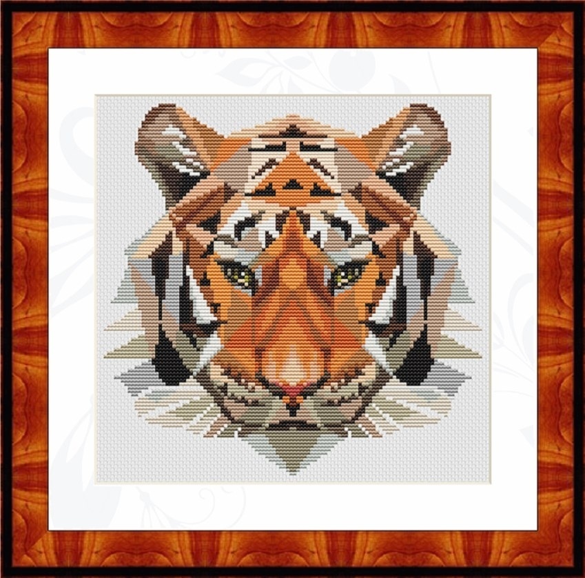Geometry Tiger Cross Stitch Pattern фото 1