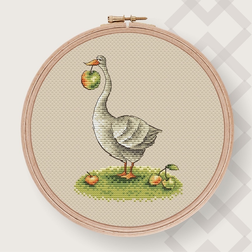 Goose with Apples Cross Stitch Pattern фото 1